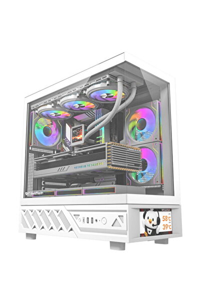 Dark Flash Carcasa PC DarkFlash DS950+screen Albă (+6 Ventilatoare)
