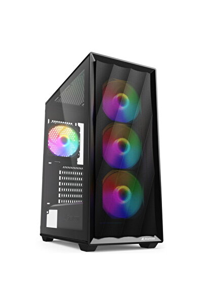 SHARKOON Carcasa PC VK4 Rainbow, ATX, Sticlă securizată, 4 ventilatoare LED R...