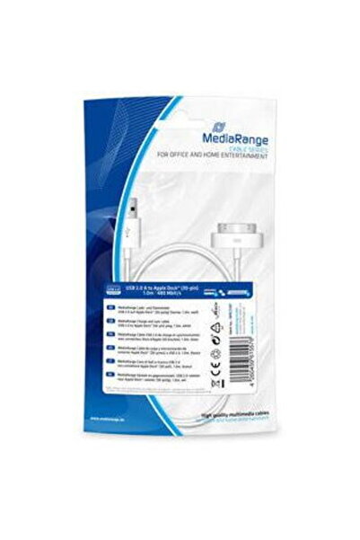 MediaRange Cablu de încărcare, USB 2.0 pentru Apple Dock®, alb
