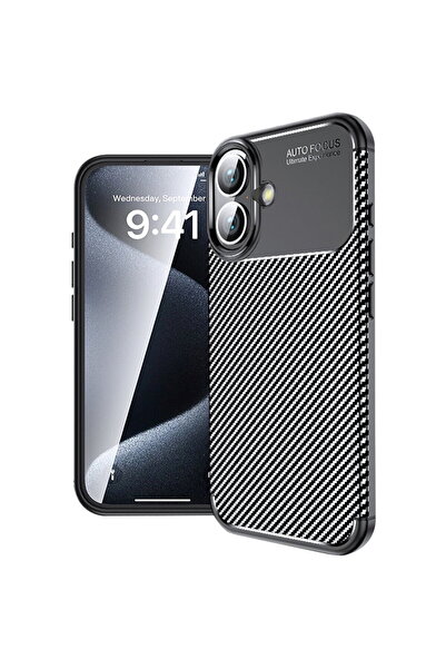 Techsuit Carcasă pentru iPhone 16 Plus - Techsuit CarbonFiber - Neagră