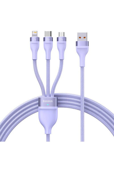 Baseus Cablu de încărcare USB-A - Lightning / microUSB / USB-C Flash Series I...