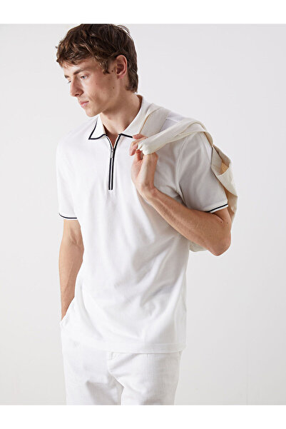 LC Waikiki Nevavm with a Difference Polo Collar Short Sleeve Pique Men's T-Shirt