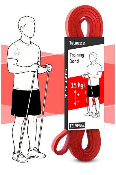 15 KG Resistance Band Muscle Building Rubber Fitness Pilates Cross Training Band Red - Medium Hard