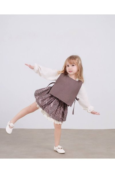 Sweet Luna Vest Set Lace Detailed 3-Piece Coffee Set