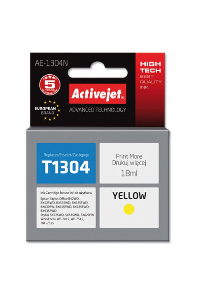 ActiveJet Cartuș de cerneală AE-1304N pentru Epson T1304, Supreme, 18 ml, Galben