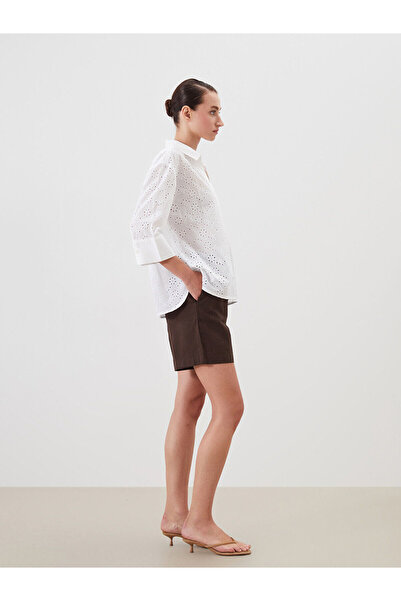 LC Waikiki Nevavm Women's Linen Blend Shorts with Elastic Waist