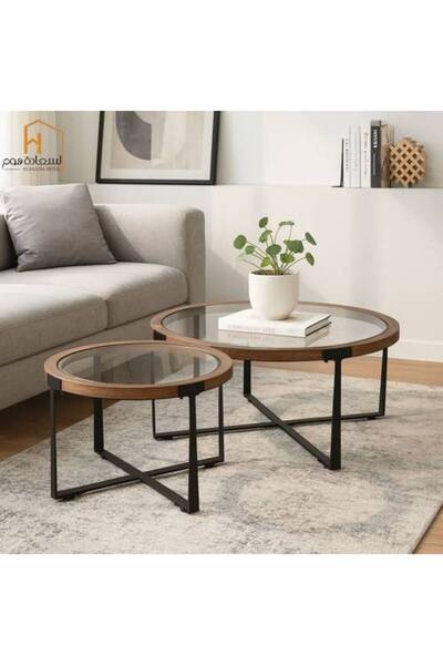 Al Saadah Home Glass Tea Set with Wooden Frame 1+1