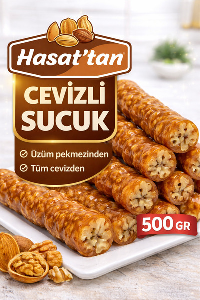 HASATTAN SUCUK LÜX TÜM CEVİZLİ ÜZÜM PEKMEZİ 500GR