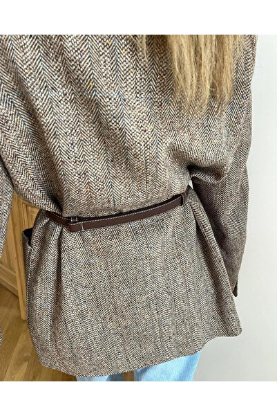 Tina Πλάτος 2cm - Ζώνη ραμμένη με χρυσή πόρπη, Bitter Brown