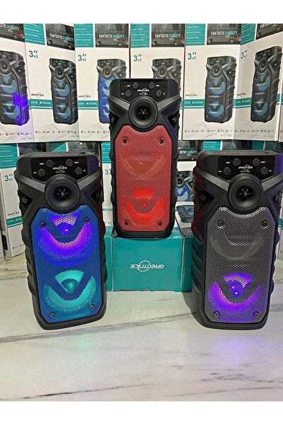 peltech GTS-1560 Taşınabilir RGB Ledli Usb-TF Siyah Bluetooth Hoparlör MİKROF...