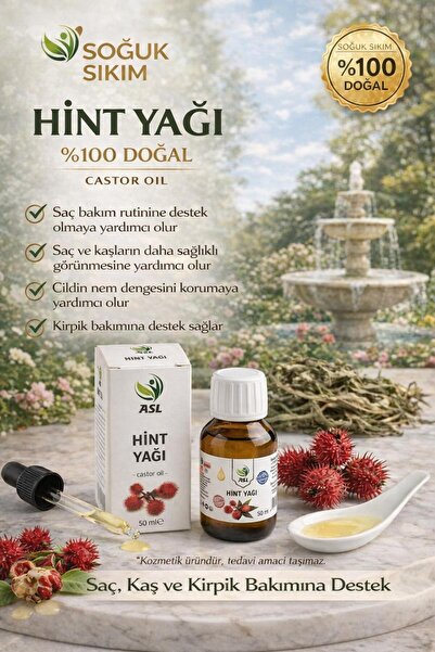 ASL Hint Yağı 50 ML (Hekzan İÇERMEZ) | %100 Soğuk Sıkım | Castor Oil | Katkıs...