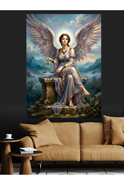 Artmeg Figurină decorativă a Îngerului Zeița Justiției cu aripi - Pânză decor...
