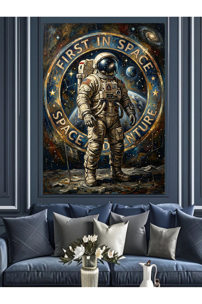 Artmeg Primul astronaut stând în spațiu - Placă decorativă din pânză - Tablou...