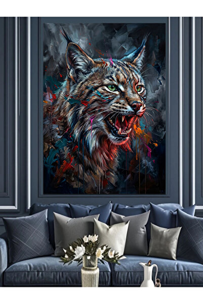 Artmeg Pânză decorativă cu design portret animalier de lup furios - Tablou di...