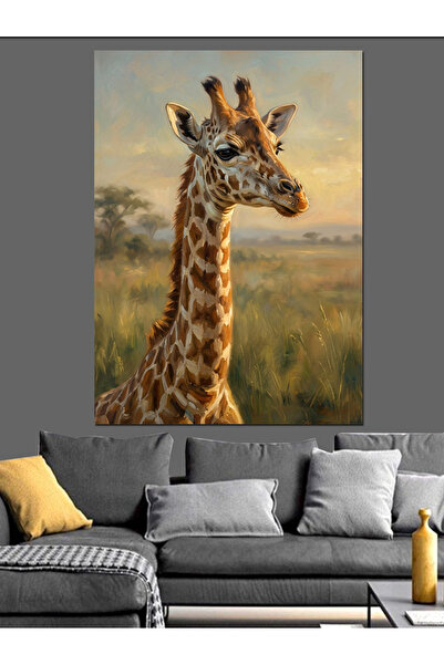 Artmeg Pânză decorativă Portret de girafă sălbatică la apus de soare - Tablou...