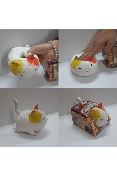 ydn Duyusal Oyuncak Antistres Giderici Yumuşak Kedi Sukuşi 11x6.5 cm Beyaz