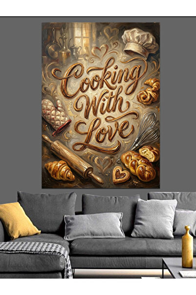 Artmeg Cooking Is Love Written Board Decorative Canvas - Mdf Wood Table