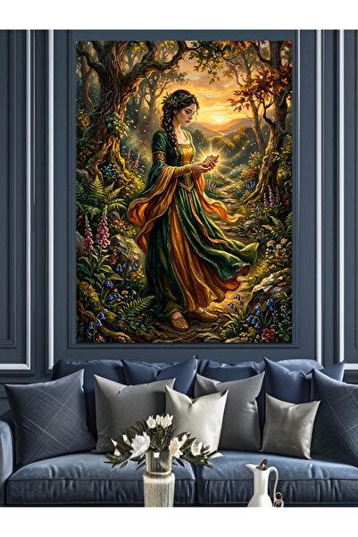 Artmeg Woman Glowing in the Enchanted Forest Decorative Canvas - Mdf Wood Pai...