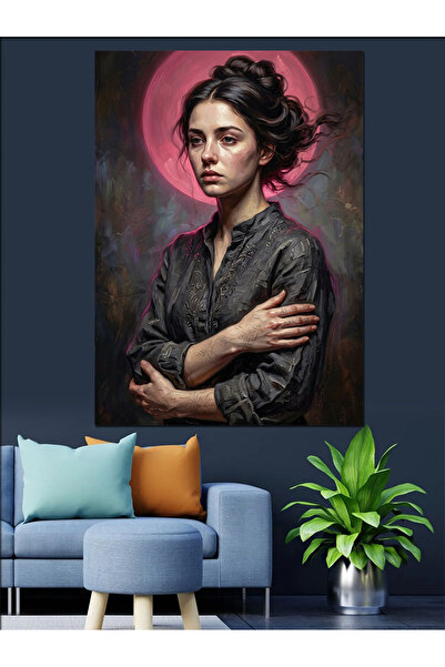 Artmeg Femeie reflectorizantă pe fundal roz - Tablou decorativ din lemn MDF