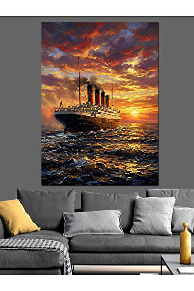 Artmeg Pânză decorativă cu navă uriașă călătorind pe ocean - Masă din lemn MDF