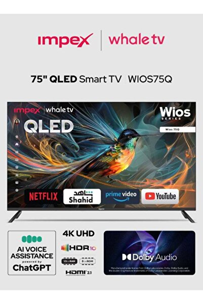 IMPEX WhaleOS 75-Inch Smart QLED TV / 4K UHD / ChatGPT AI Voice / 8GB / 1.5GB...