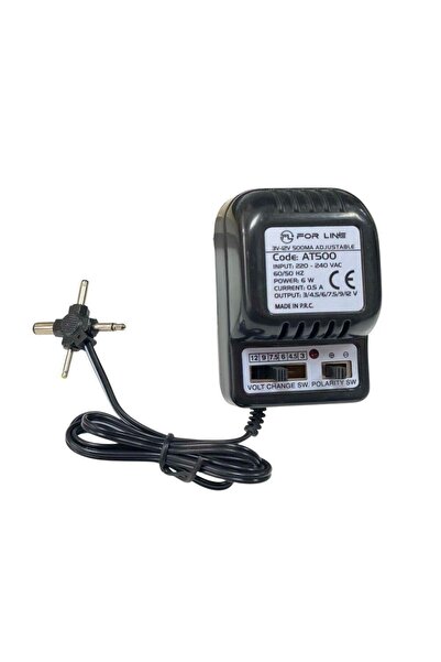 FORLİNE AT500 3-12 Volt 500mA Ayarlı Çok Uçlu Adaptör