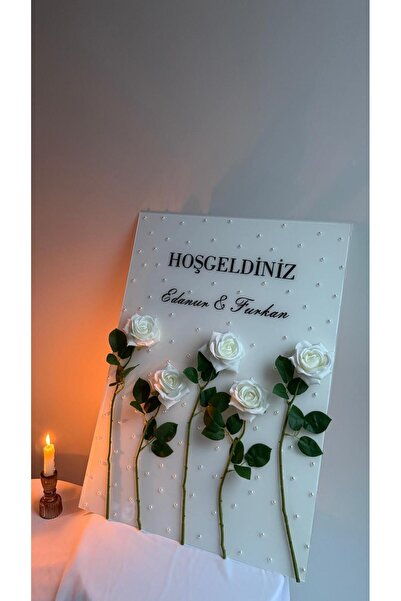 Atolye219 Karşılama panosu (İncili, çiçekli)