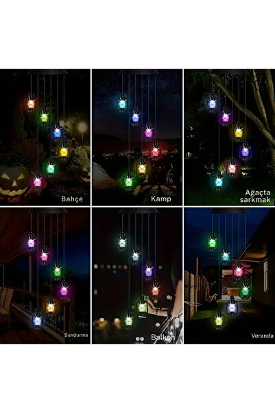 YENİTECH Güneş Enerjili Lamba LED Asılı Fener Su Geçirmez Bahçe Avlu Veranda Dekoratif Renk Değiştiren Işık