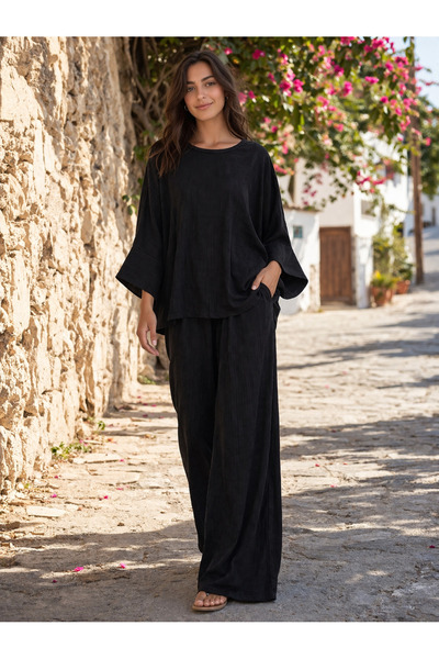 AYHAN Μπλούζα με φαρδιά μανίκια από ύφασμα Lyocell