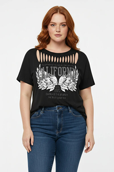 Shape Of You Μπλουζάκι με στάμπα Καλιφόρνια και λεπτομέρεια κοψίματος