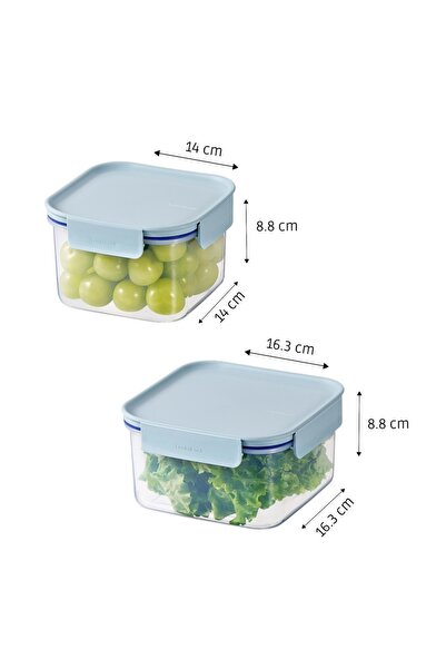 locknlock Classic Plus Square Food Container Set (1.25L+860ml) – Mint, Airtight & BPA-Free