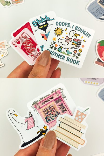 Baprile Book Themed Sticker Pack 20 Pieces Bookish Quality Waterproof Laptop Thermos Phone Sticker Set