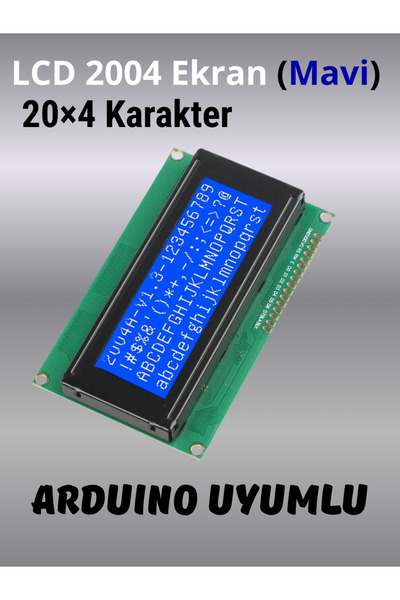Arduino LCD 2004 (20x4) Ekran – Mavi Arka Işıklı (Arduino Uyumlu)