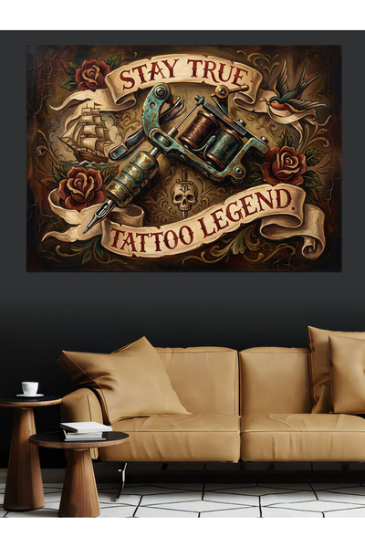 Artmeg Textul legendei tatuajelor între trandafiri - Pânză decorativă - Masă ...
