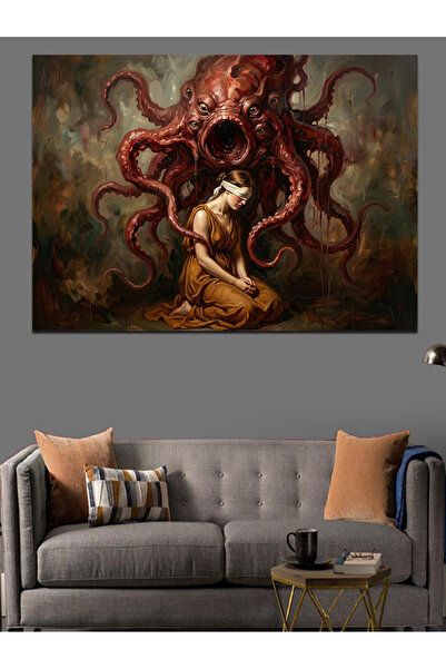Artmeg Pânză decorativă cu caracatiță uriașă sub mare - Tablou din lemn MDF