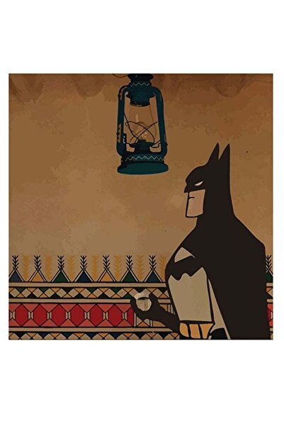 Atiq لوحة جدارية بتصميم باتمان باللون البيج/الأسود/الأحمر مقاس 30×30 سم