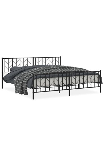 vidaxl Metal bed frame with headboard/footboard, black, 200x200 cm