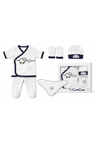 ConconBebe 5'li Yenidoğan Hastane Çıkışı %100 Pamuklu Hediyelik Kutulu Set