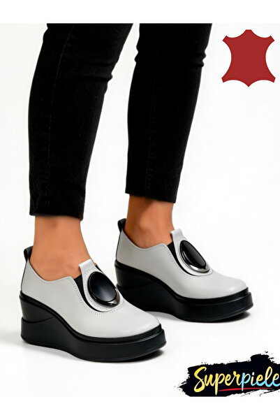 ANGEL BLUE Γυναικεία καθημερινά παπούτσια, από φυσικό δέρμα, γκρι, με μεταλλι...