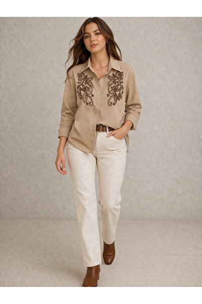 Ekol Μακρυμάνικο βαμβακερό πουκάμισο με χάντρες