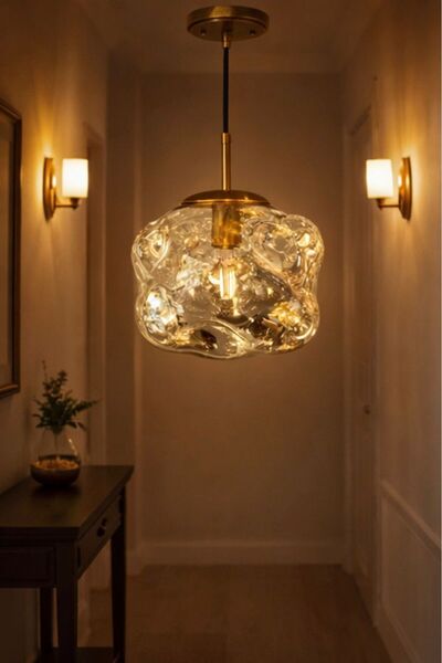 ecodesignline Liquid Glass 1 Modern Sarkıt Avize – Bakır , Gold , Füme Organi...
