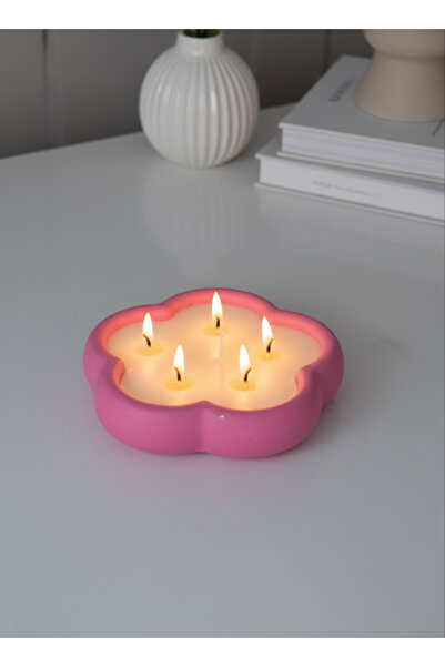 LALEZEN HOME pembe çiçek mum