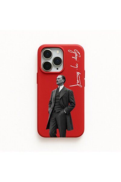 DEMİNA iPhone 13 Pro Max Compatible Velvet Launch Case with Ataturk and Signa...