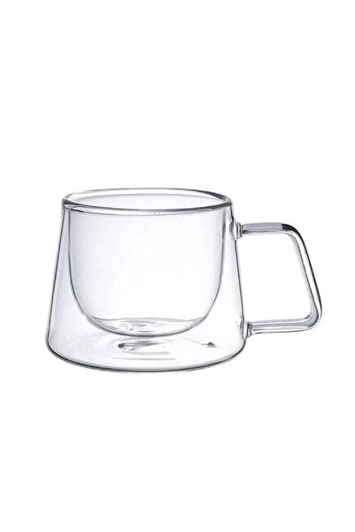 Generic 200 ml Double‑Layer Borosilicate Glass Cup with Strong Handle, Transp...