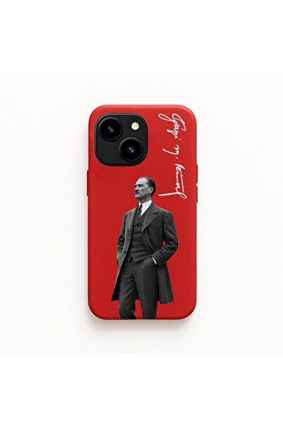 DEMİNA iPhone 15 Compatible Velvet Launch Case with Ataturk and Signature Pri...