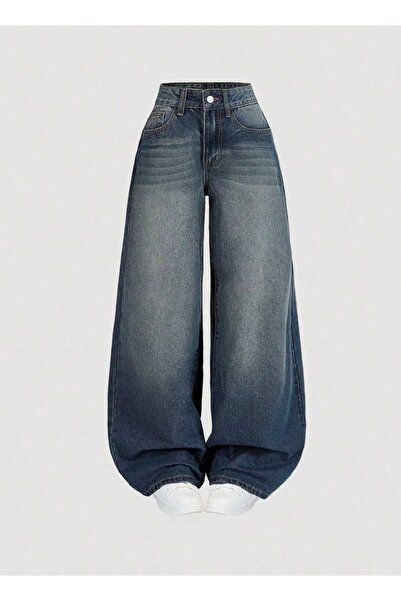 komera Women's Baggy Light Green Tint High Waist Denim