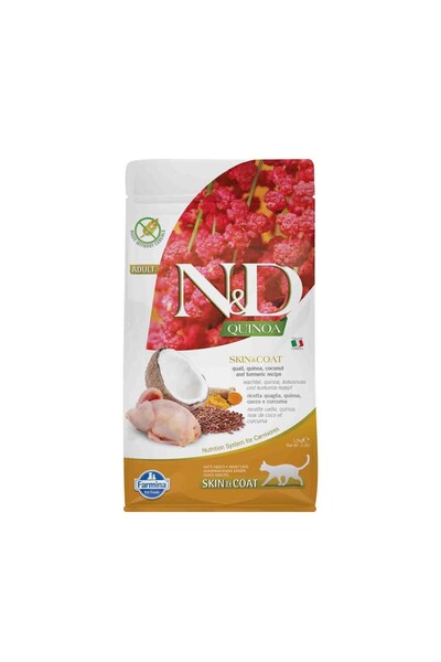N&D Quinoa Skin & Coat Tahılsız Tüy Bakım Bıldırcın Yetişkin Kedi Maması 1,5 kg