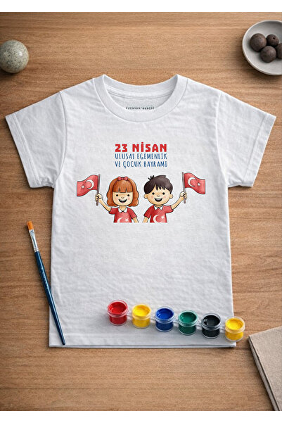 AEMİ Παιδικό μπλουζάκι με στάμπα 23 Απριλίου, 100% βαμβάκι