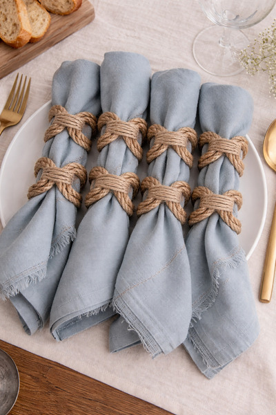 KÜTÜKhouse Wicker Napkin Ring 4 Piece Set