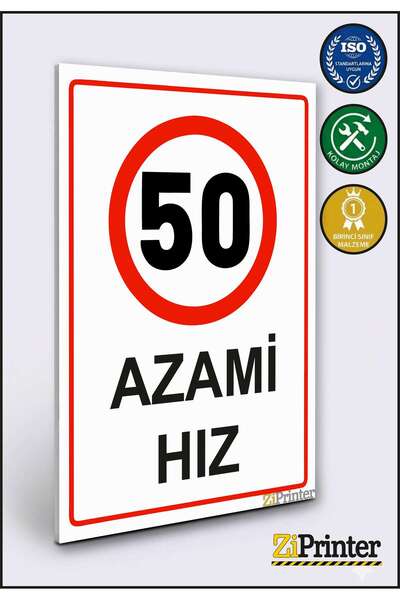 ZiPrinter لافتة تحذير من السرعة الزائدة 50 كم/ساعة ديكوتا 25x35 سم